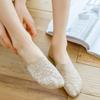 2 Pairs Women Girls Summer Socks Girl Lace Boat Socks Non-slip Silicone Cotton Sock Soft No Show Sock Slippers