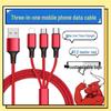 One-to-three Nylon Braided Charging Cable for Apple, Android, Huawei - Fast Charge 3-in-1 Gift