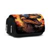 Dinosaur Print Double Layered Flip Pen Case for Boy and Girls Best Gifts 3D Cartoon School Supplies Pencil Bags for Children