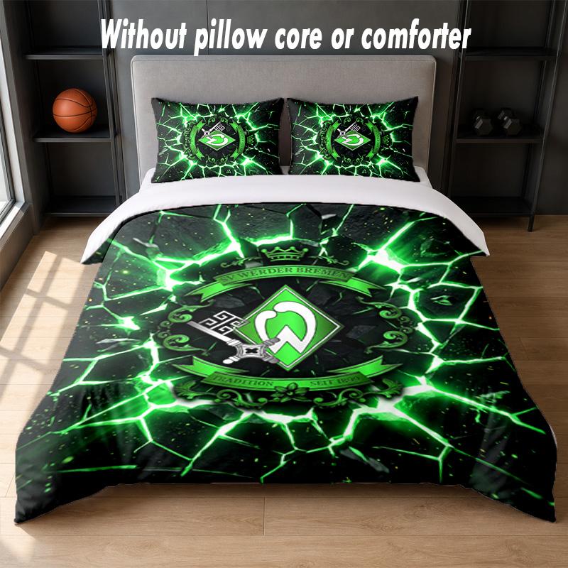 Werder Bremen Football Design Bed Bedding Set 1 Duvet Cover + 2 Pillowcases Soft Breathable Household Bed Linens