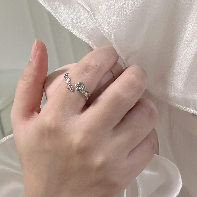 Zircon Black Sophisticated Ring For Women Unique Adjustable Style Geometric