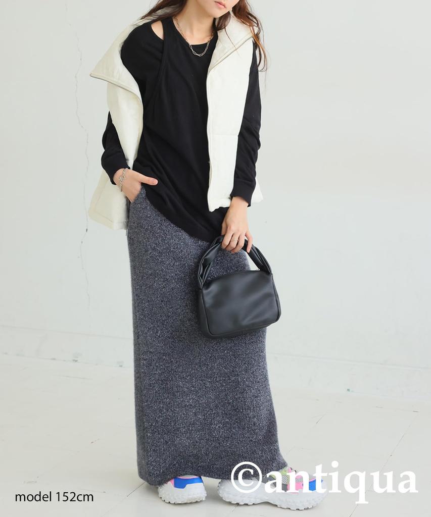 Antiqua Layered Knit Top One Size Black Women's YP-00134, 05,