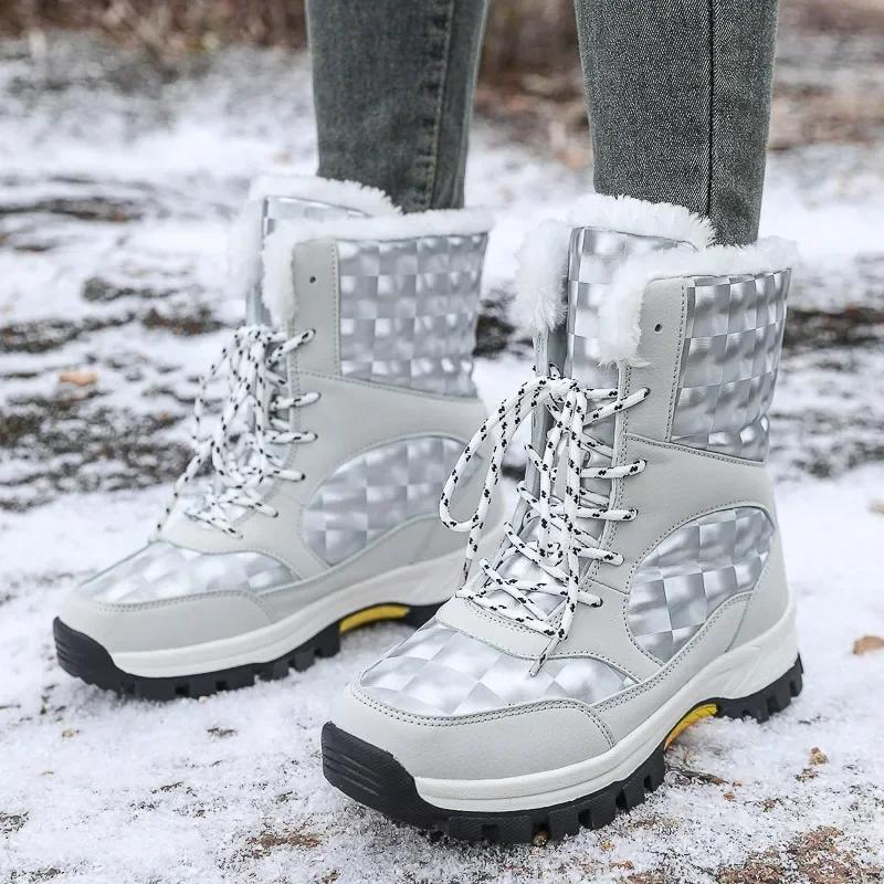 Fashion Boots for Women Winter Warm Plush Fashion Cotton Shoes Thick Sole Comfortable High Top Boots Snow Boots Botte Femme