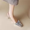 Fashion 2024Designer Summer Silvery Women Sandals Fashion Shallow Singbacks Slip On Shoes Ladies Outdoor Party Dress High Heel Sandalias