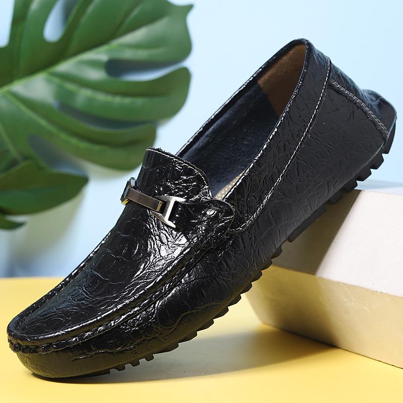 Krokodilmuster Herren Freizeitschuhe Stilvolle Heißverkauf Herren Slipper Echtes Leder Herren Slipper Einfache Herren Outdoor Schuhe