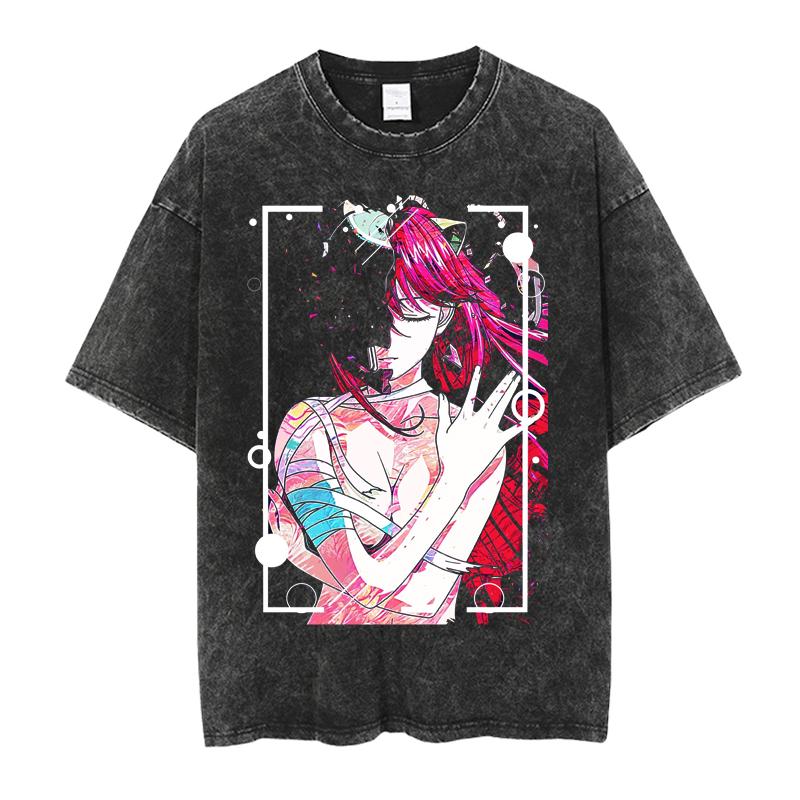 

Elfen Lied Lucy Manga Graphic Tshirt Vintage Washed Oversized T Shirt Mens Womens Clothing Pure Cotton Soft Short Sleeve Tees S