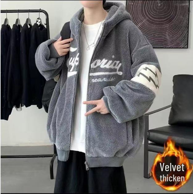 Men's Winter Thick Lambswool Coat - Korean Street Style, Loose Fit, Couples' Trend, Warm Cotton Jacket