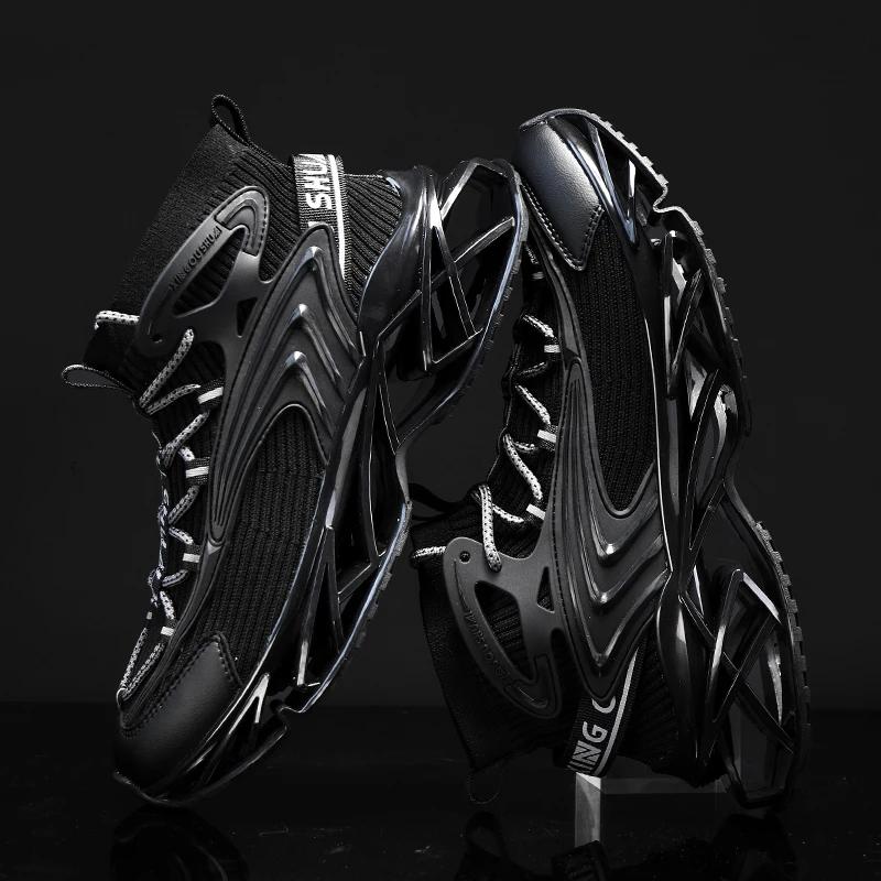 Herrenschuhe Sneaker Mesh Atmungsaktiv Hochelastisch Weichsohlig Trendig Lässig Laufschuhe Stoßdämpfend Blade Sportschuhe Herren