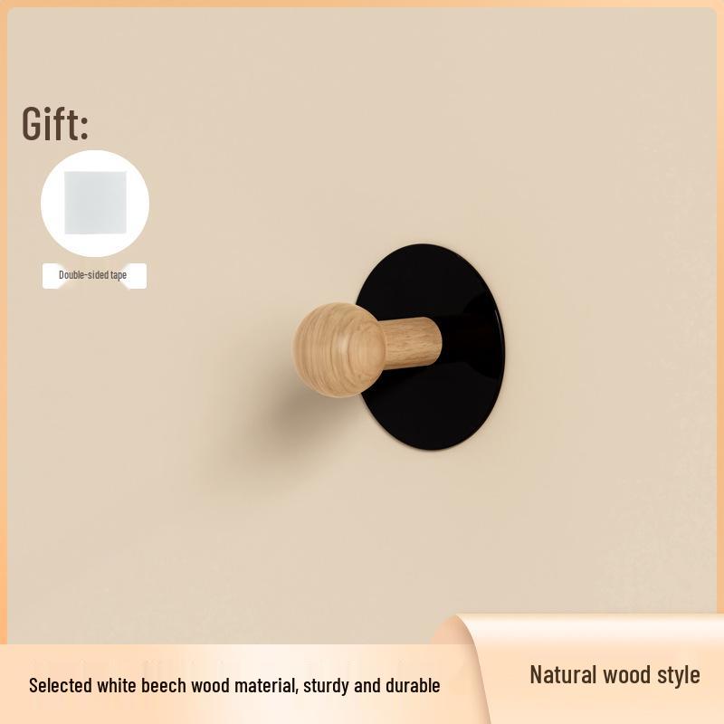Gancio Cilindrico in Legno di Faggio Nordico per Cappotti e Cappelli - Design Senza Fori per Porte, Ingressi, Bagni e Cucine
