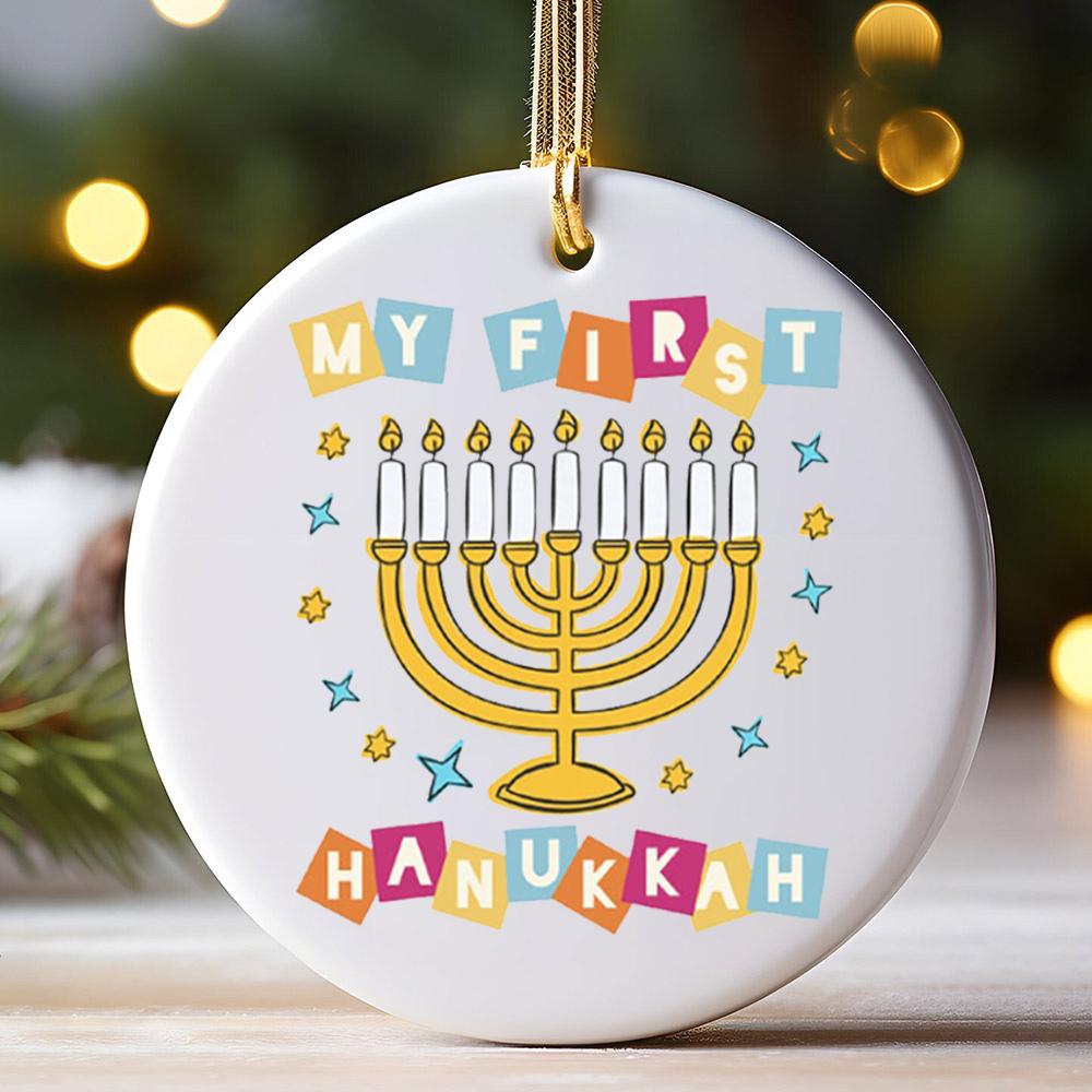 Happy Hanukkah Ornament Chrismukkah Keepsake Interfaith Family Gift Ideas Je and Christian Family Decorations