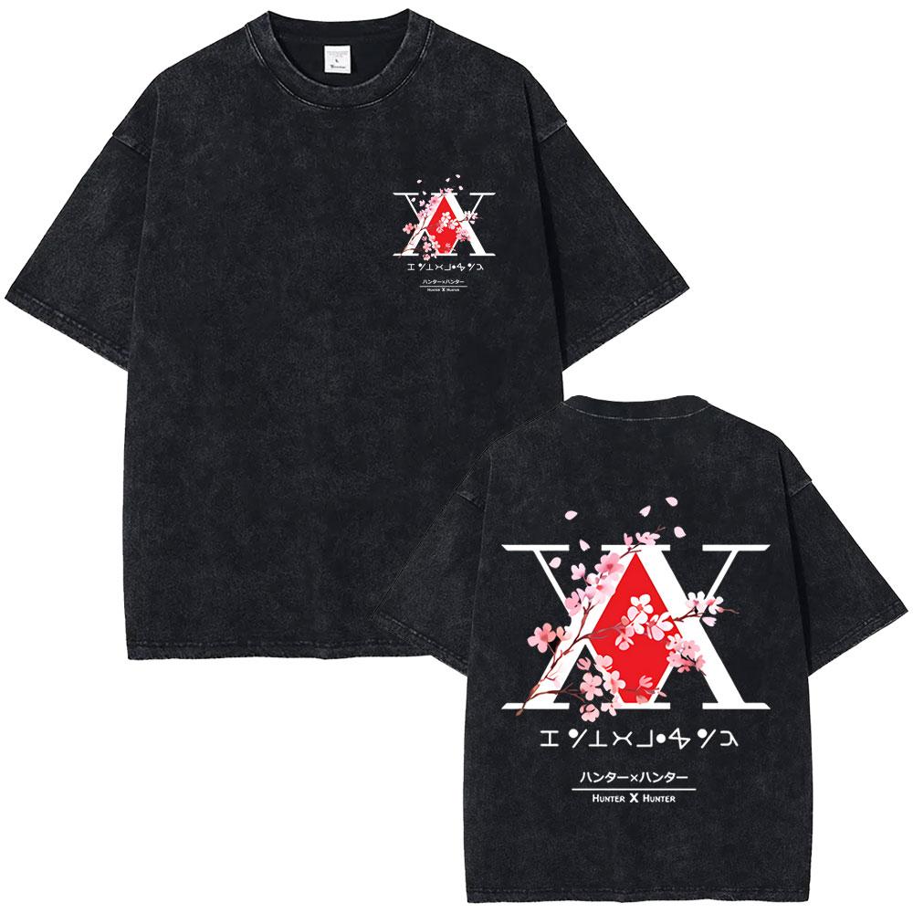 HUNTERHUNTER Anime Tshirt Chrollo Lucilfer Graphic T Shirt Mens Clothing Short Sleeve Oversized Tee Pure Cotton Washed Tshirt S