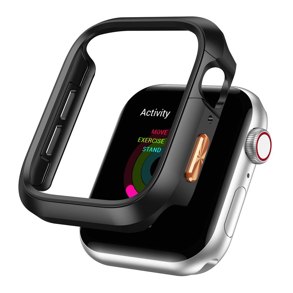 For Apple Watch Series 10 42mm Case Shockproof PC Watch Cover with Orange 3D Textured Button - Starlight