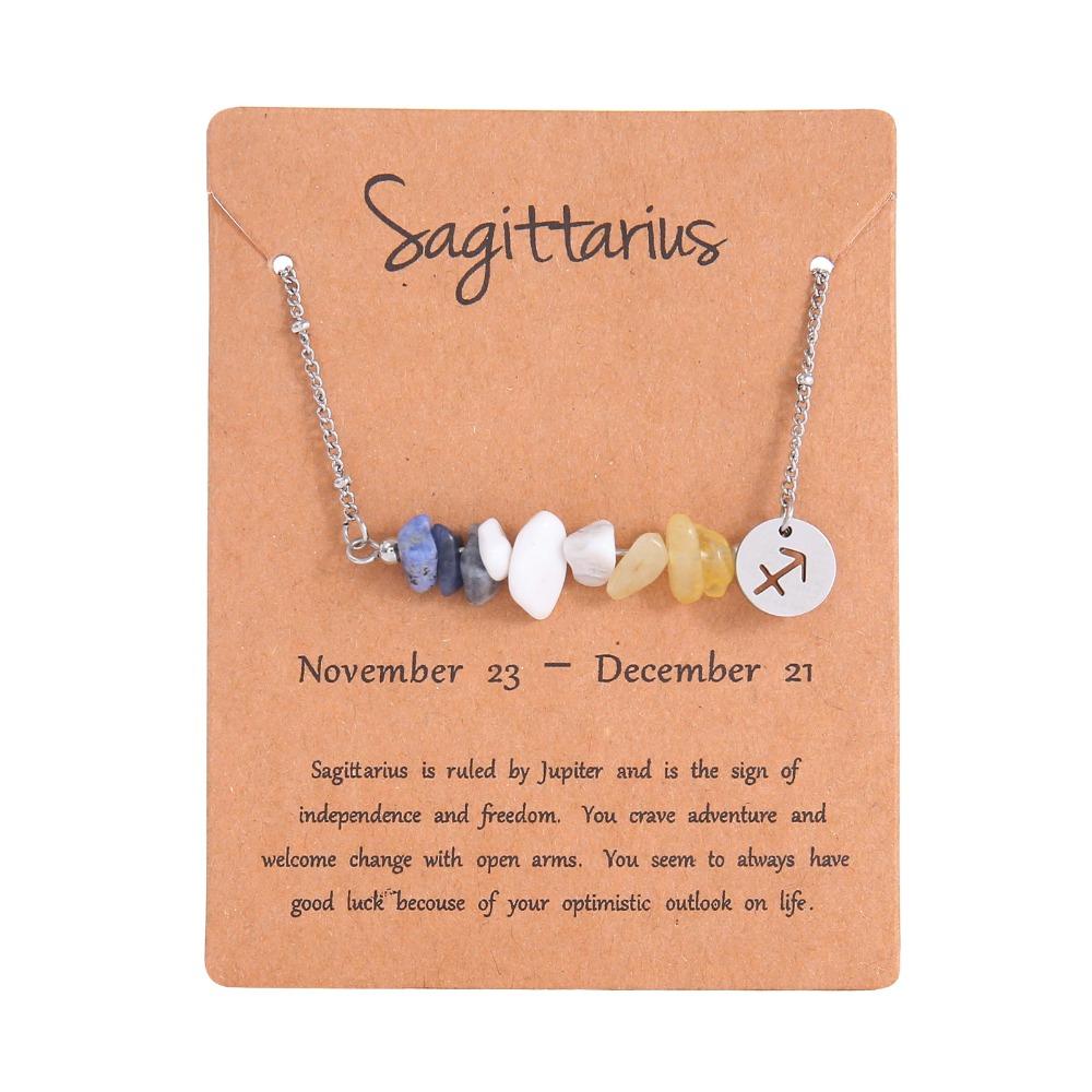 Natural Crushed Stone Natural Stone Beaded Choker Hand Braid Constellation Charm  Female Jewelry