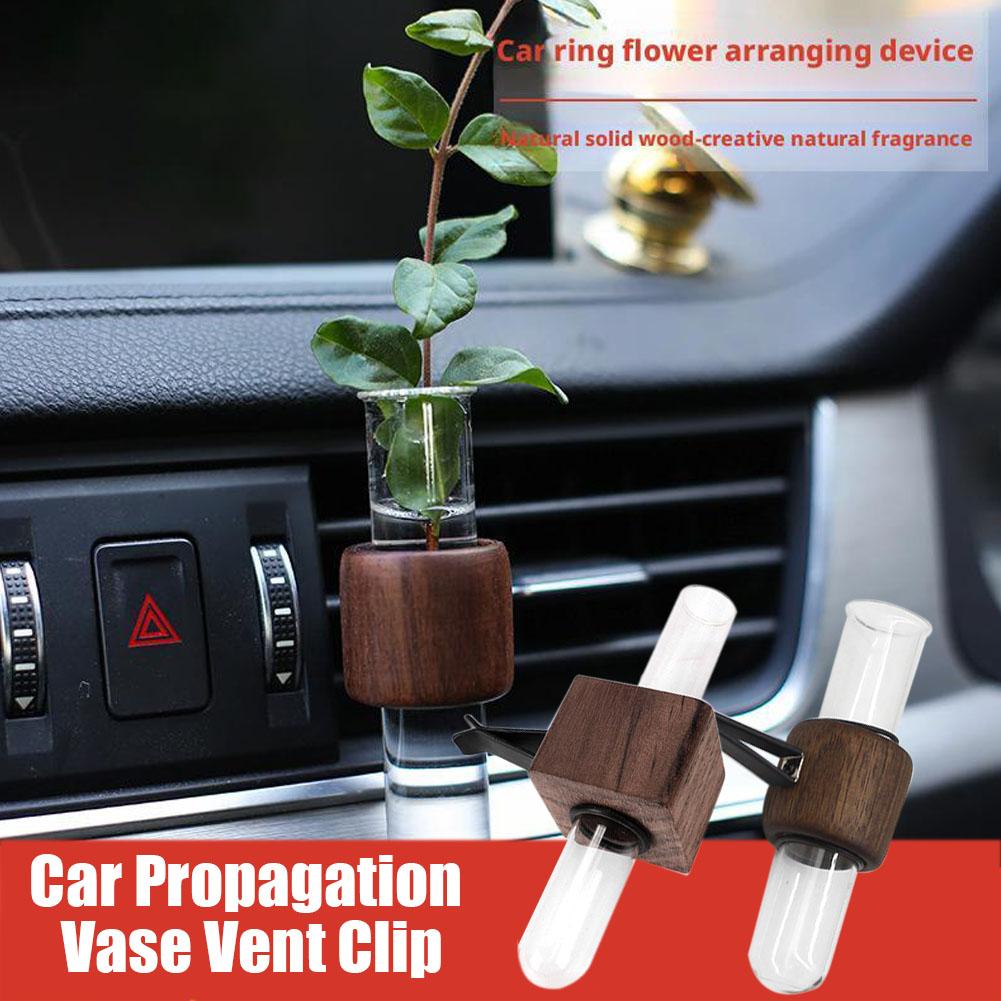 Creative Mini Car Flower Vase Clip Adjustable Car Vent Walnut Vent Glass And Dashboard Vase Decor Flower Car S3U9