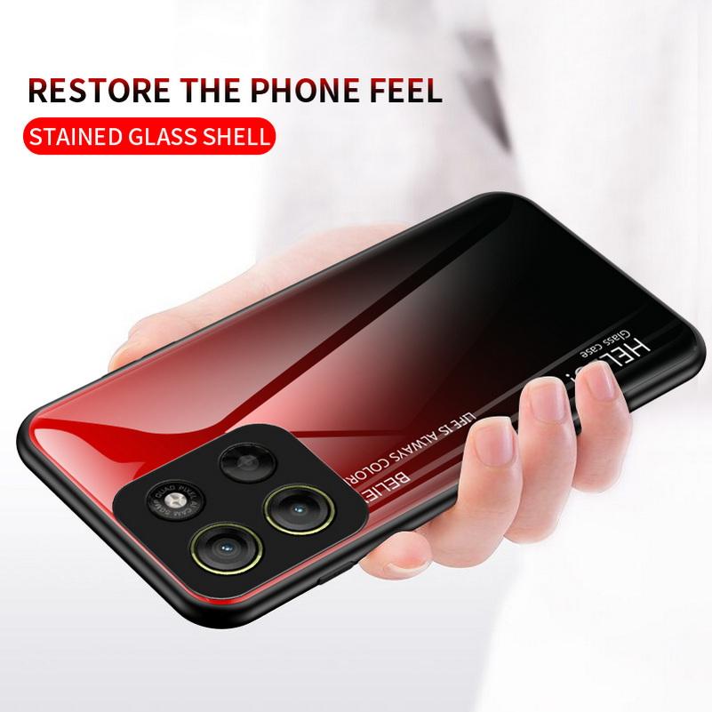 Gradient Tempered Glass Protect Case For Moto G15 G05 G85 G35 E15 G24 Edge 60 Fusion 60s 50 Neo 50 Pro 40 30 Ultra Glossy Cover