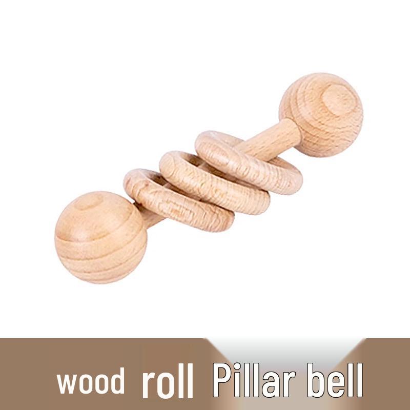 Infant Soothing Wooden Rattle Toy Set: Hand-Shaking Bell, Cage, and Baby Grip Car