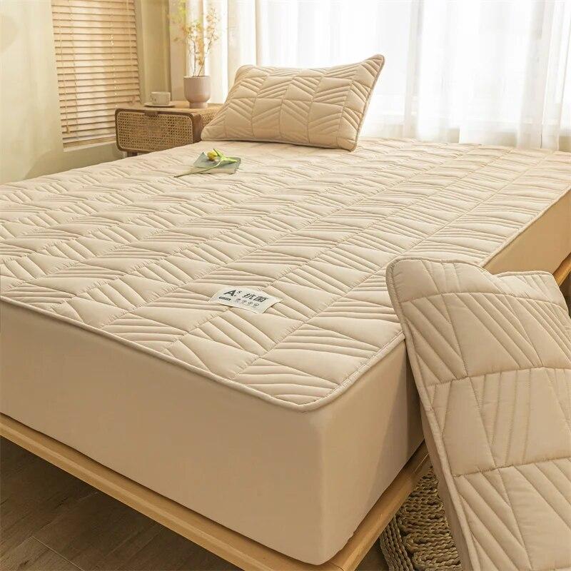 Thicken Mattress Cover Cotton Quilted Bed Cover Anti-bacterial Mattress Protector Topper Pad Soft Fitted Sheets Thick Bed Linens