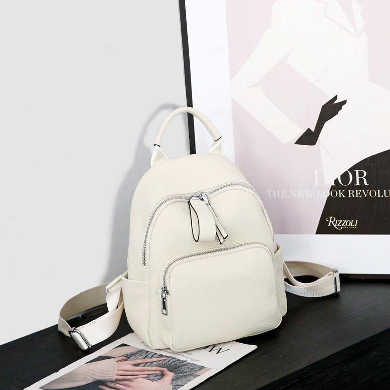 Genuine Leather Women's Bag Togo Top-layer Cowhide Backpack Multi-zipper Interlayer 7002 Fashionable Casual All-matching Contrasting Colors