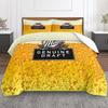 Miller Genuine Draft Beer Foam 3 Piece Bedding Set, Golden Amber Duvet Cover Set for Men Bar Bedroom Decor Gift