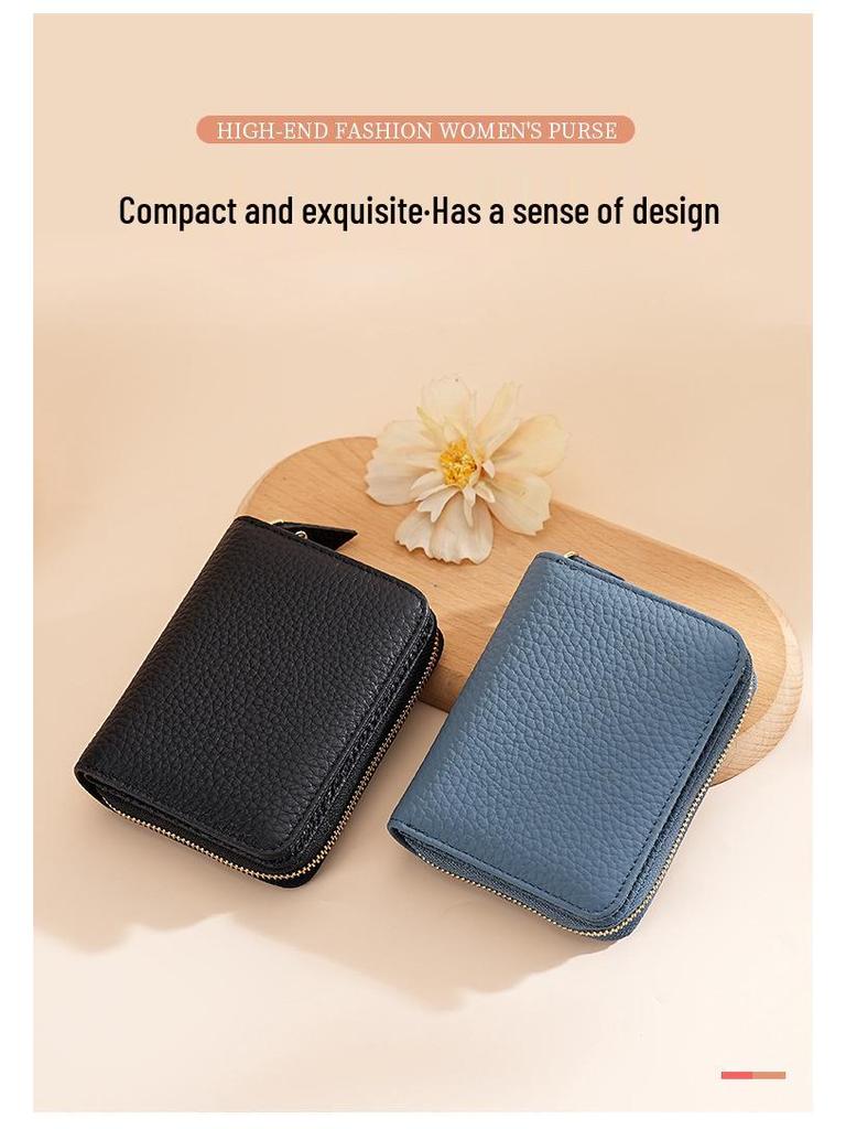 Women's Japanese Mini RFID Leather Wallet: Anti-Theft Card Holder & Zipper Coin Purse