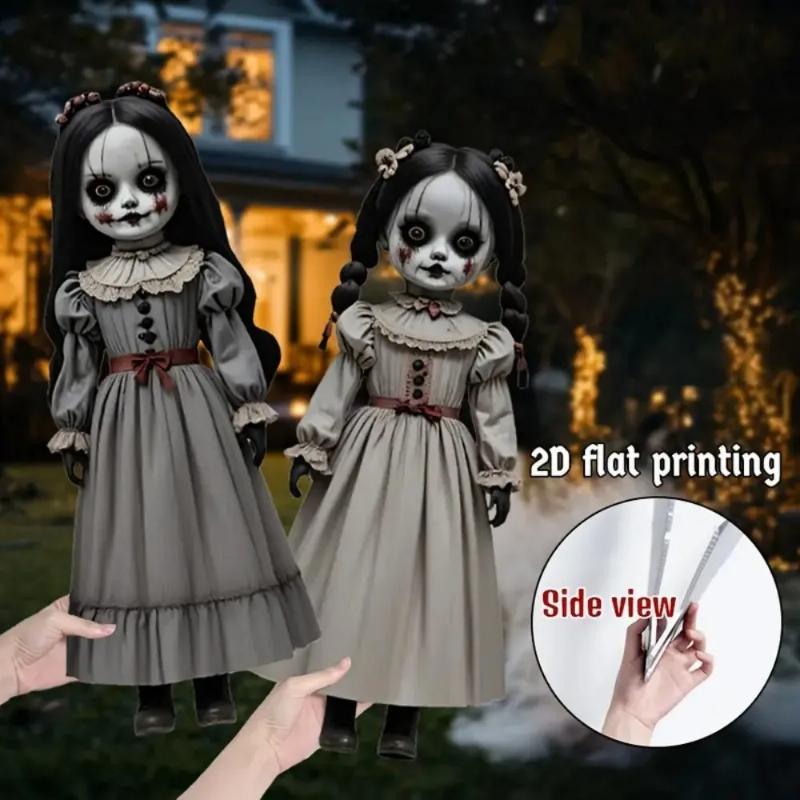 Large Halloween Horror Dolls Pattern Decorative Plate Halloween-shaped Courtyard Plastic Signs for Halloween Decorations