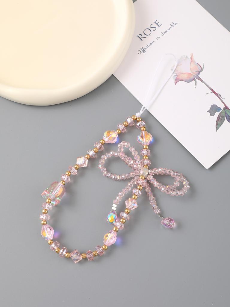 Multi Color Light Personalized Bell Orchid Crystal Bead Mobile Phone Chain Hanging Decoration Hanging Chain