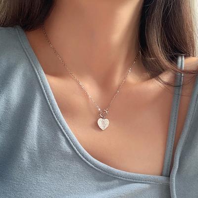 S925 stříbrný náhrdelník super flash love pendant personalizovaný řetízek klíční kosti nebo spona designový styl flash pískový náhrdelník náhrdelník ve tvaru srdce
