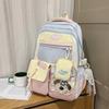 Blocked Color Sweet Letter Patter Student Backpack With Transparent Compartment