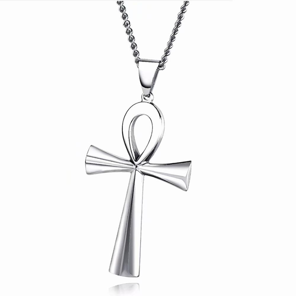 Punk Ägyptisches Ankh Kruzifix Amulett Anhänger Halsketten Anhänger Edelstahl Symbol des Lebens Kreuz Halsketten Schmuck 2025 Geschenke