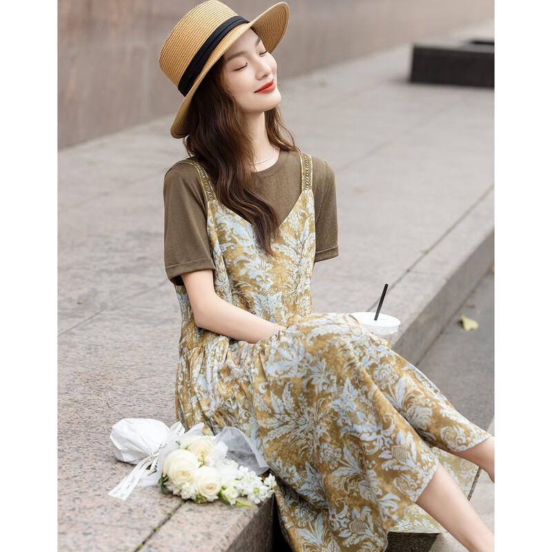 Women's Spliced Tiered T-Shirt Dress