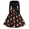 Women's Casual Fashion Christmas Print Square Neck Vintage Dress for Holiday Party