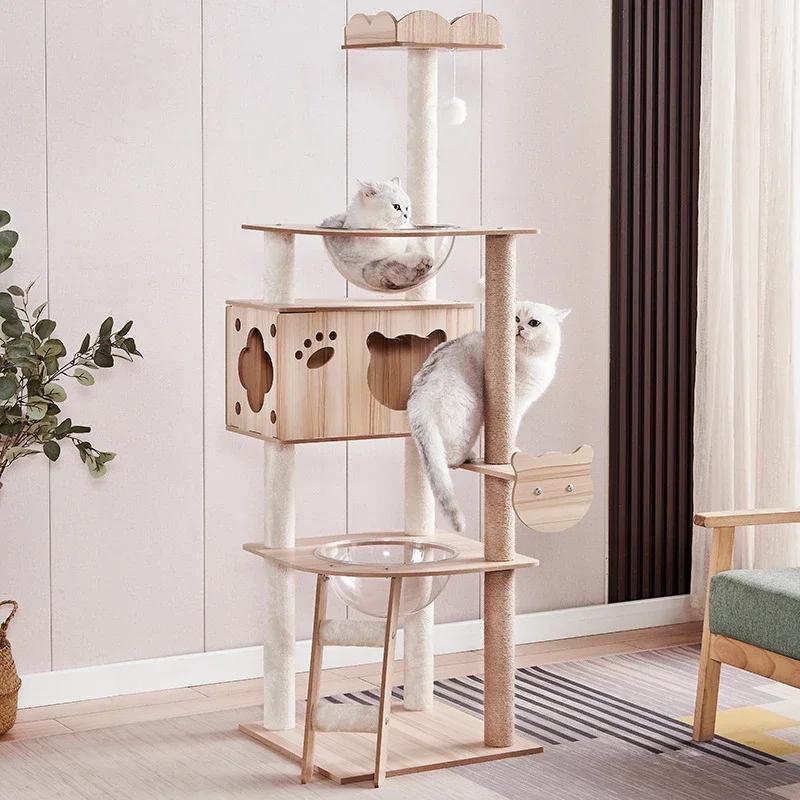 Multi-level Cat Tree with Cat's Nest Cat Scratch Board Stable Space Capsule Wear Resistant Cat Tower Kitty Play Cat Tree House
