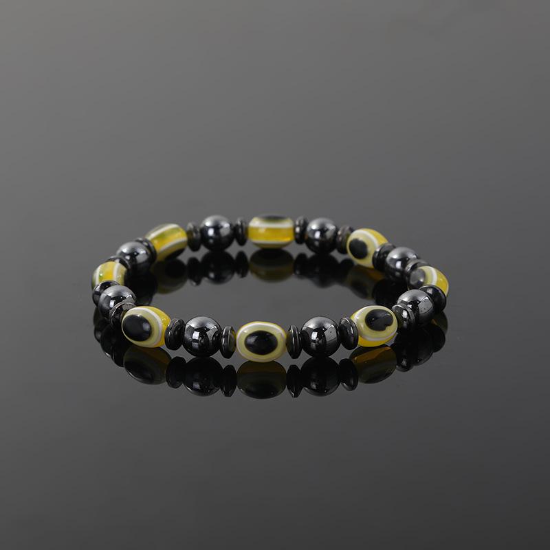 New Arrival Turkish Evil Eyes Bracelet Hematite Stone Therapy Health Care Magnetic Bangle Yoga Bracelets for Women Men Jewelry