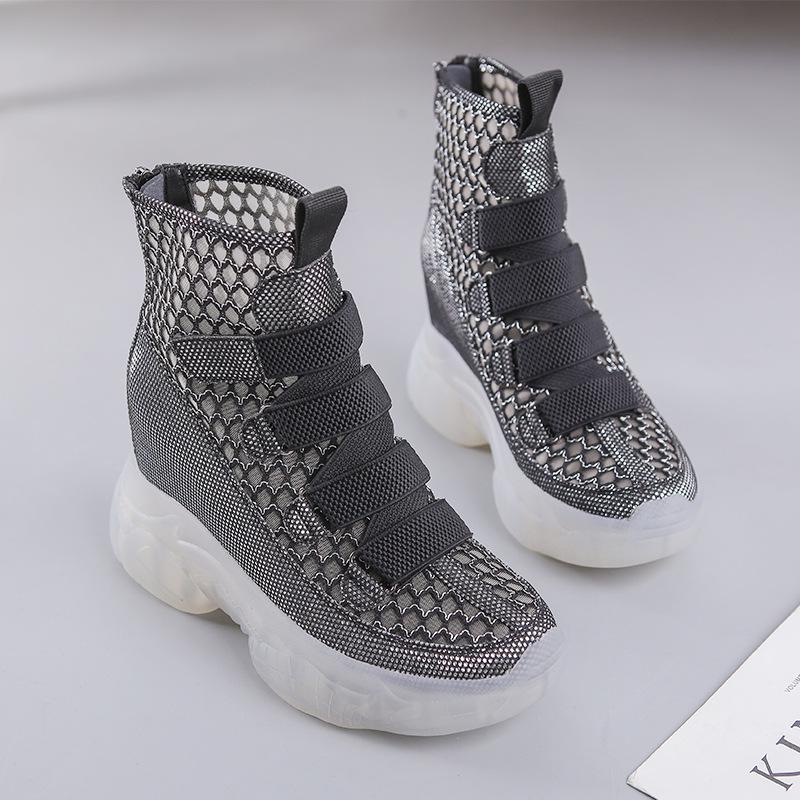 Thick Soled Short Boots, Children's New Breathable Thin Style, Inner Height Increasing Shoes, Mesh Boots, Hollowed Out Cool Boots