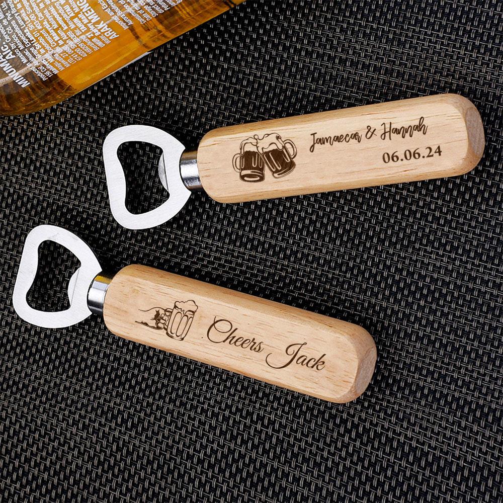 

Personalized Bottle Opener Wedding Favour Gift for Him Engraved Wooden Bottle Opener Home Bars & Corporate Events