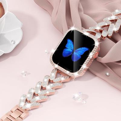 Bling Band for Apple Watch Strap 40mm 41mm 42mm 38mm 46mm 44mm 45mm 49mm Diamond Metal Bracelet iWatch Series 10 Se Ultra 2 8 9