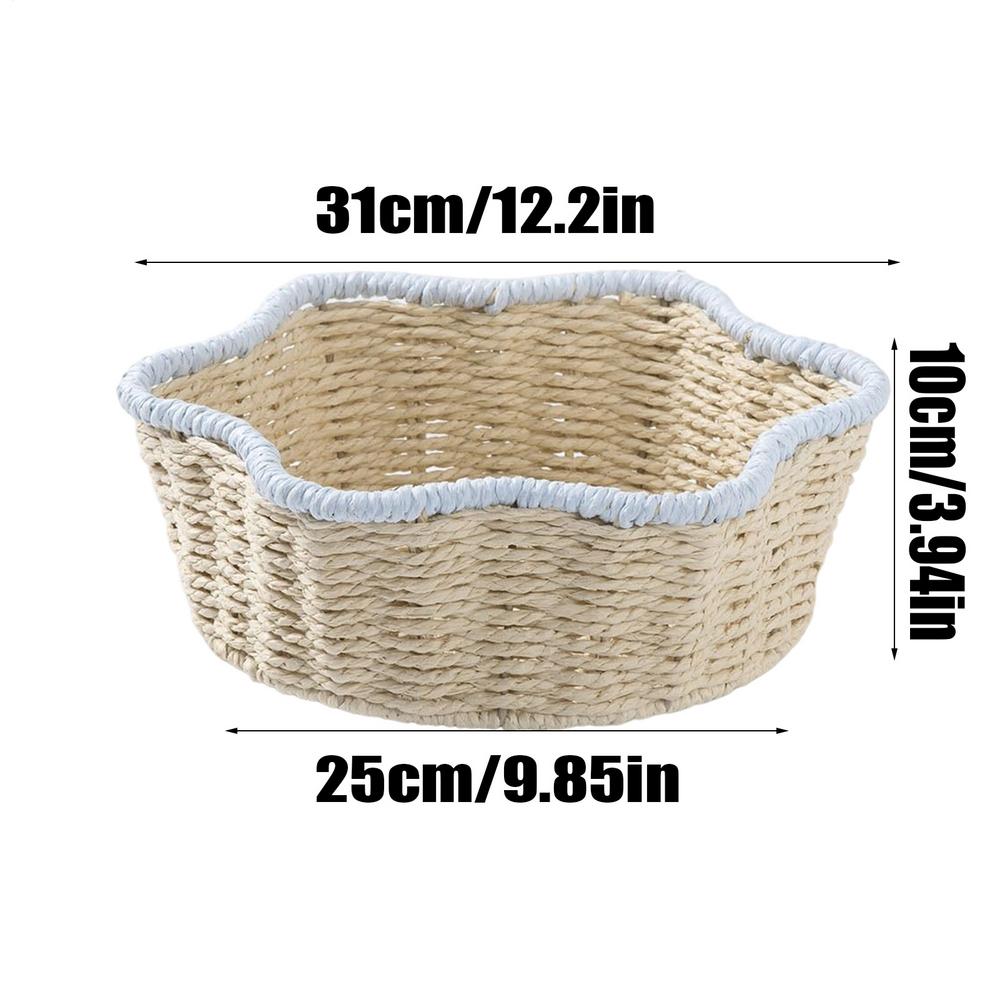 Hand Woven Food Serving Basket Imitation Rattan Tabletop Snack Serving Baskets Handwoven Decorative Fruit Storage Holder For синий 3860₽
