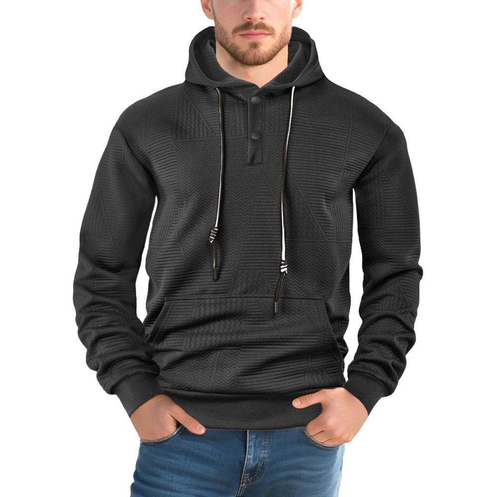 New Style Pullover Sweatshirt - Solid Colour Casual Sports Loose-Fit Trendy Long-Sleeved Hooded Sweatshirt for Men