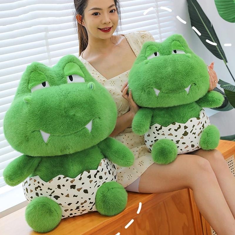 Cartoon Dinosaur Egg Dino Plush Toys Creative Stuffed Crocodile Dragon Doll Soft Pillow Baby Sleeping Cushion for Kids Gifts