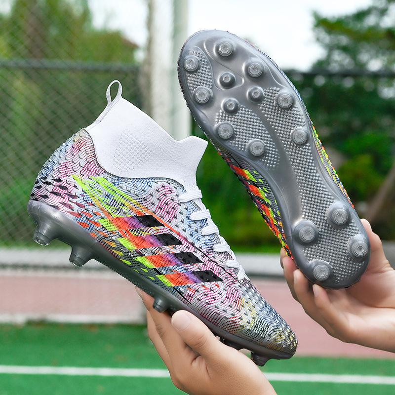 New High-top Football Shoes Artificial Flat AG Spikes Boys and Teenagers Student Training Sports Shoes