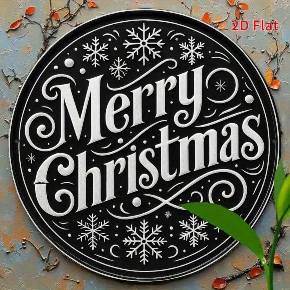 Vintage Merry Christmas Metal Sign Snowflake Tin Plaque Home Wall Decor Rustic Holiday Gift