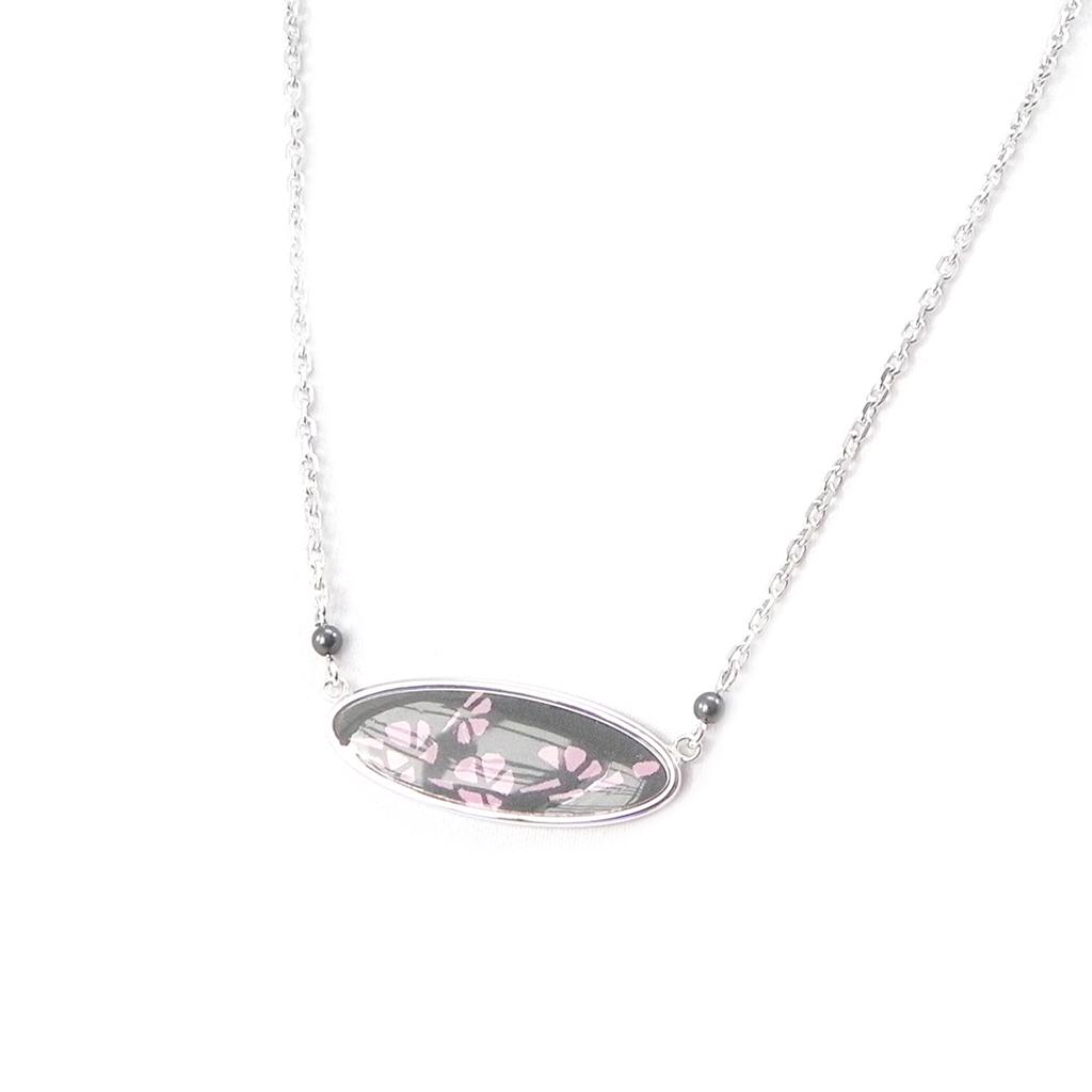 Altesse [I2918] - Srebrny naszyjnik 'Obao' czarny różowy