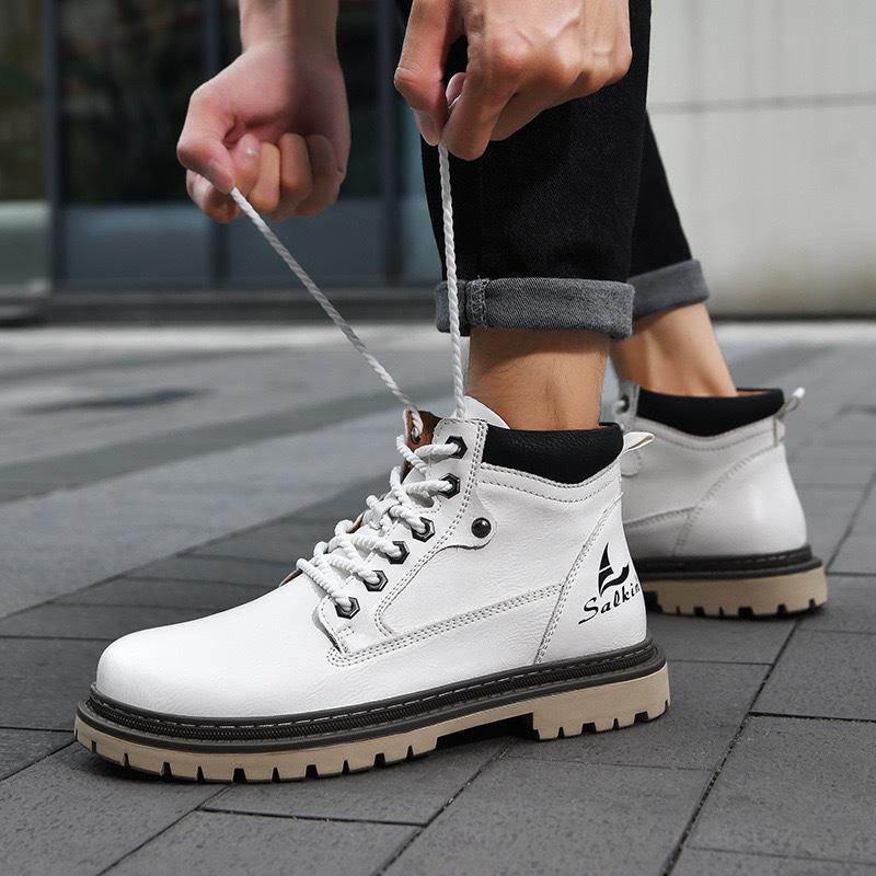 Men's Mid-Top Leather Work Boots - Autumn British Style High-Top Martin Shoes