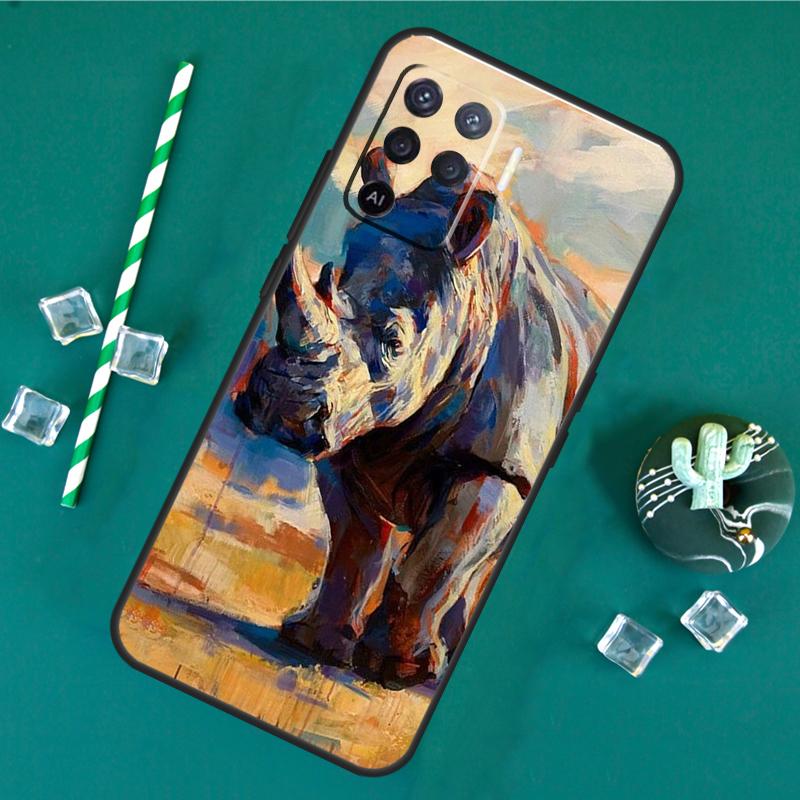Animal Rhino Case For Oppo A40 A60 A80 A16 A76 A96 A18 A38 A58 A78 A98 A91 A15 A17 A74 A94 A54 A57S Cover