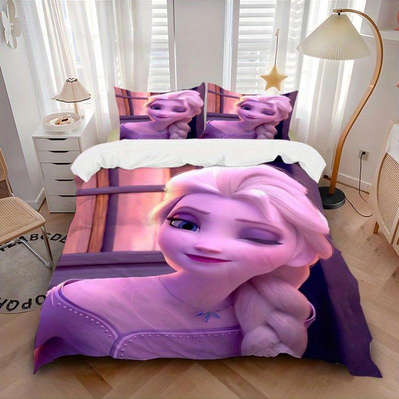 3pcs Lovely Princess Elsa Bedding Set - 1 Soft Quilt Cover + 2 Pillowcases, Machine Washable - Suitable for All Seasons, Perfect Gift for Family