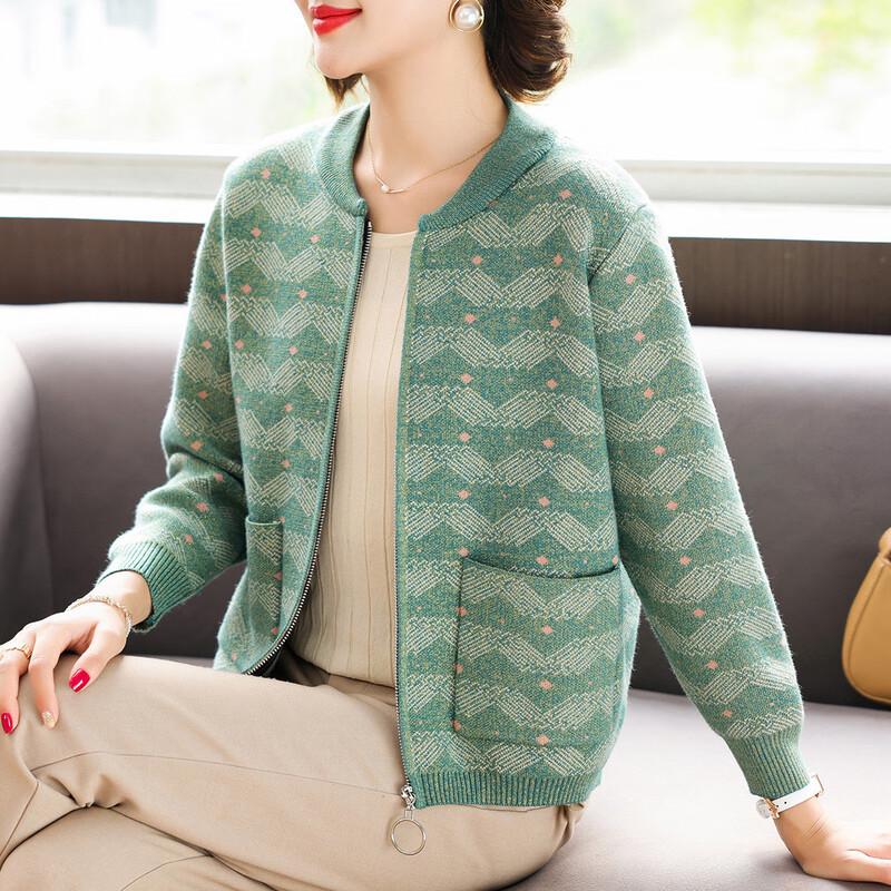 

QianLian Women s Autumn/Winter Knitted Baseball Cardigan 2XL