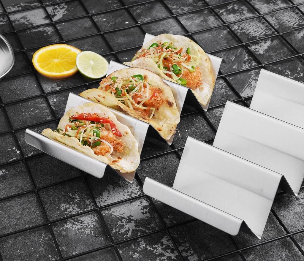 Taco Holder Stainless Steel Taco Stand Rack Tray Oven Mexican Food Rack Kitchen Tool Tortilla Taco Tray Taco Plate