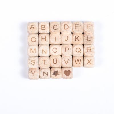 Square For Jewelry Making Beads Alphabet Beaded Materials Jewelry 12mm 10pcs Natural Beech Wood Letter Beads Beads