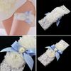 Western Wedding Bride Garter with Lace Floral Applique Decoration