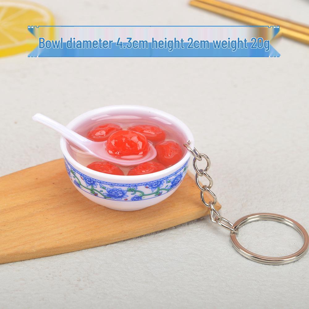 Chinese-Style Edible Toy Keychain: 4cm Simulation Food Bowl Pendant Gift